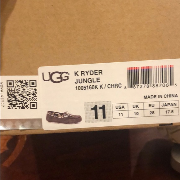 UGG kid K Ryder Moccasin gray charcoal New wBox - Picture 7 of 8